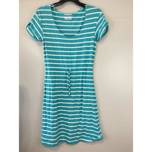 Women's Columbia PFG XS Dress Omni-Wick Athleisure Blue White Striped S/S Cotton
